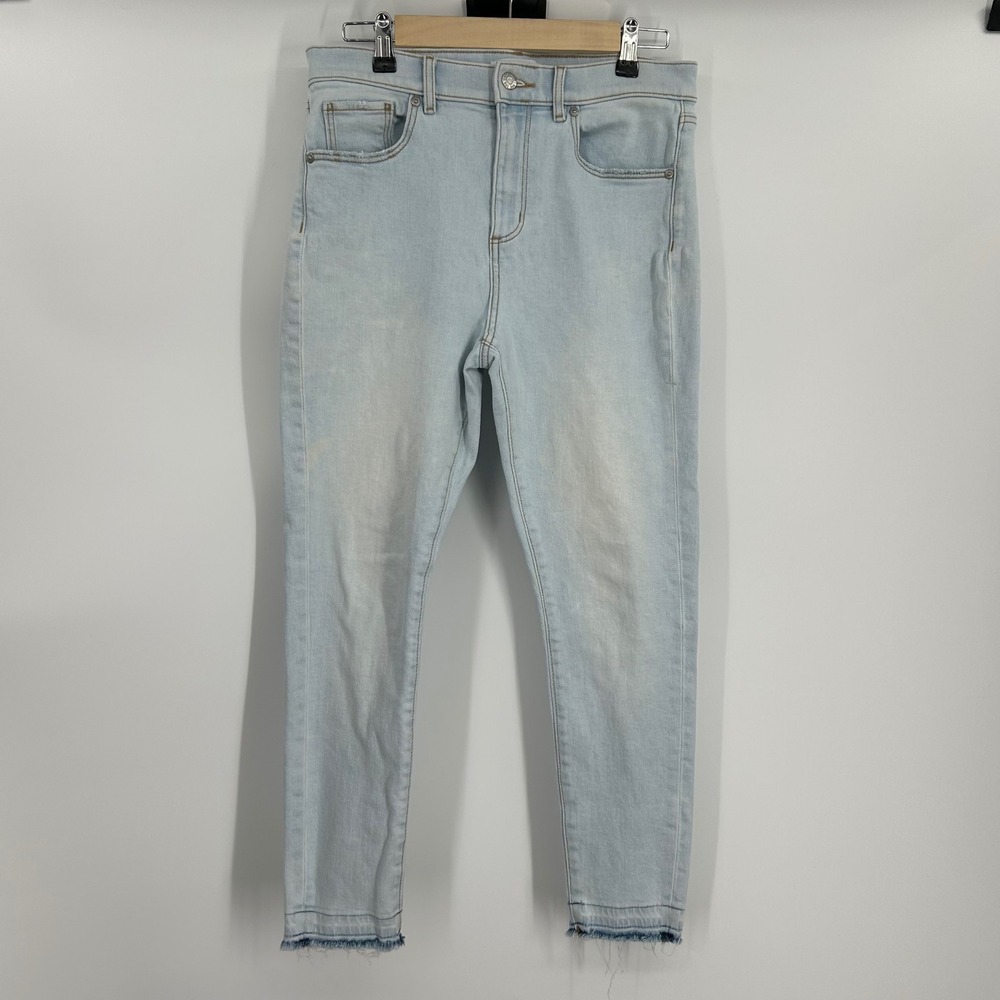 LOFT The Skinny Light Wash Blue‎ Frayed Raw Hem Denim Jeans Womens 28 6